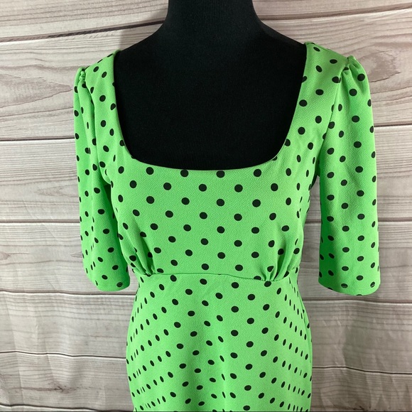 ASOS Green Polka Dot Mini Dress With Pep Hem - Picture 7 of 10